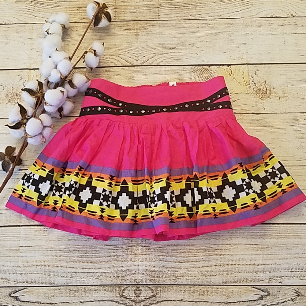 Justice NWT Pink Tribal Detailed Skirt Sz 1